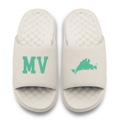 Martha's Vinyard Island Outline Motive Slide Sandals