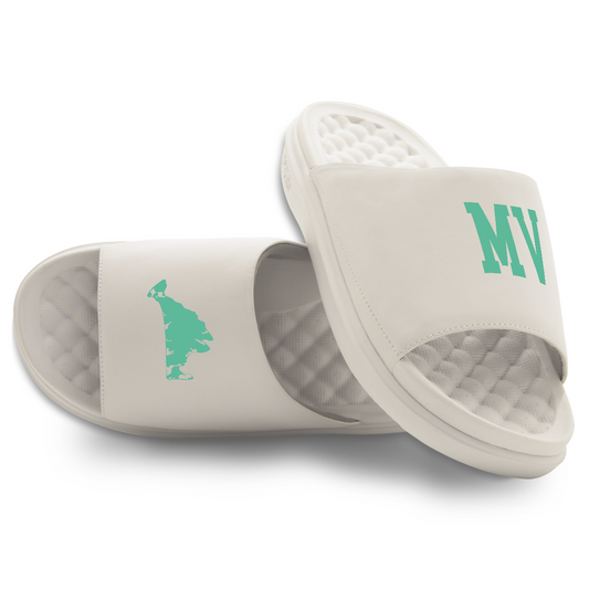 Martha's Vinyard Island Outline Motive Slide Sandals