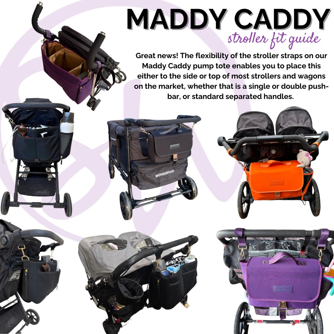 Sarah Wells Deluxe Stroller Caddy Organizer – Insulated, Machine-Washable with Crossbody Strap, Storage Pockets & Luggage Sleeve
