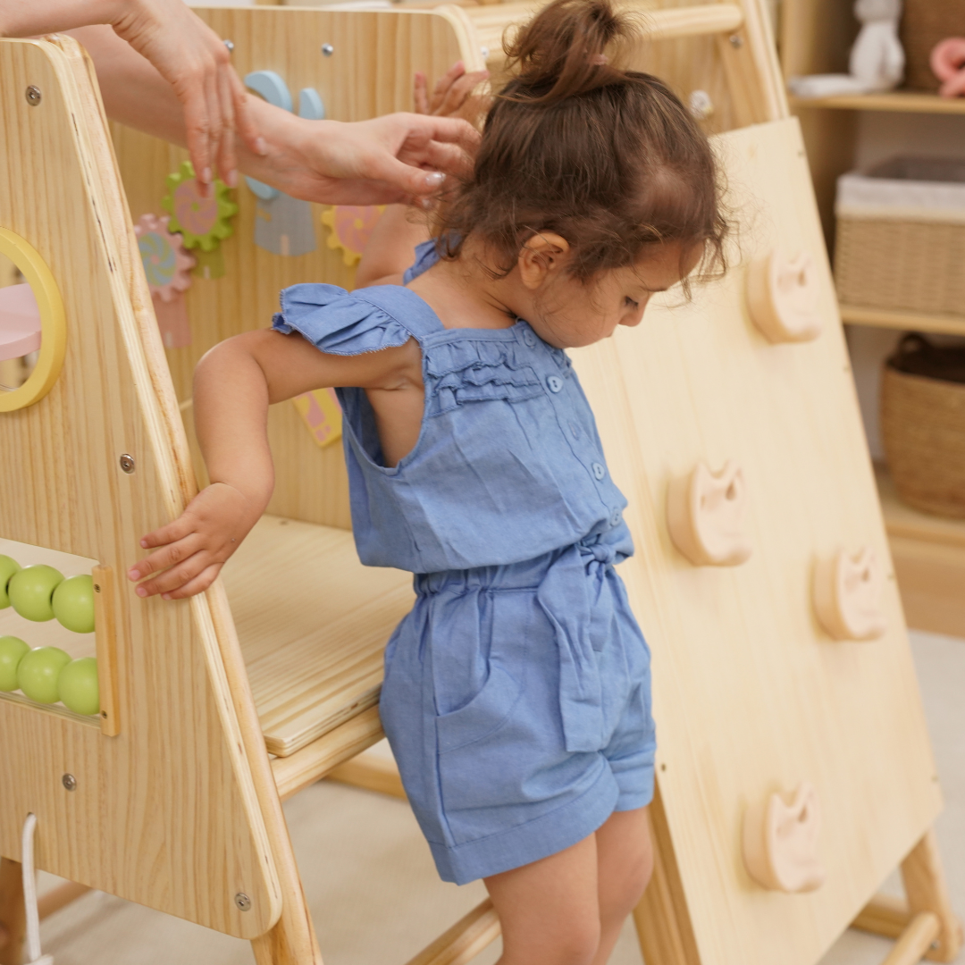 Avenlur Cherry 5-in-1 Wooden Indoor Climber – Montessori Play Gym for Toddlers & Kids