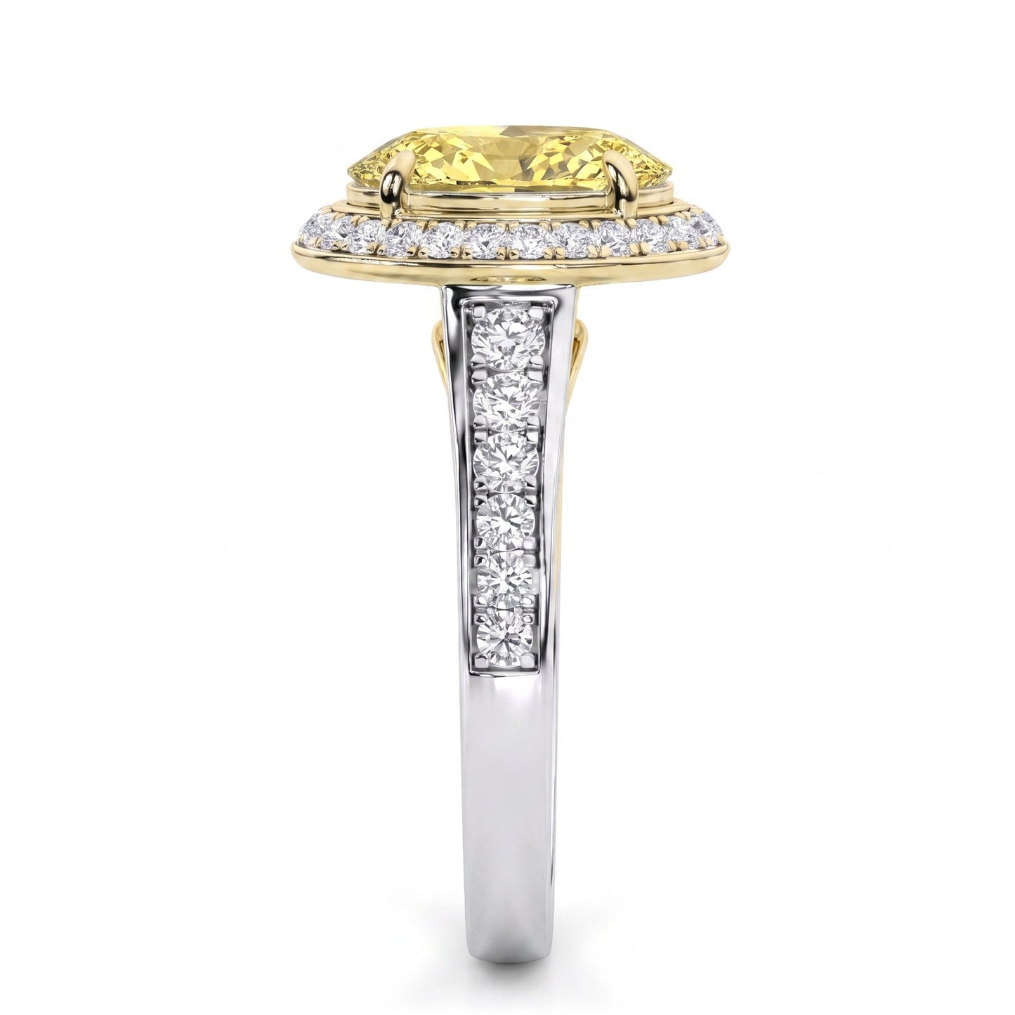 3.5Cttw Oval Shaped Yellow Lab Grown Diamond (F/VS) Bold Accented Statement Halo Engagement Ring 14K Gold
