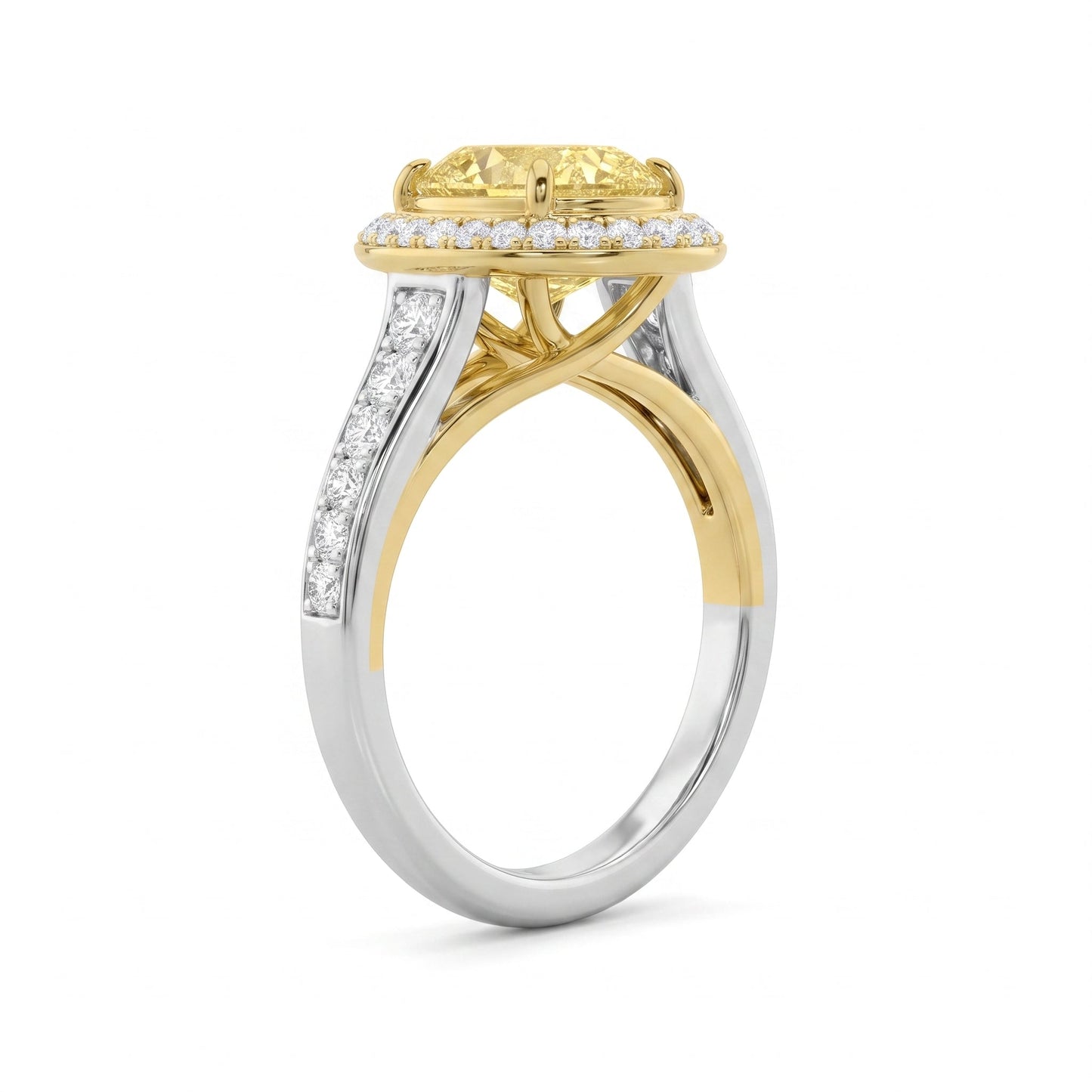 3.5Cttw Oval Shaped Yellow Lab Grown Diamond (F/VS) Bold Accented Statement Halo Engagement Ring 14K Gold