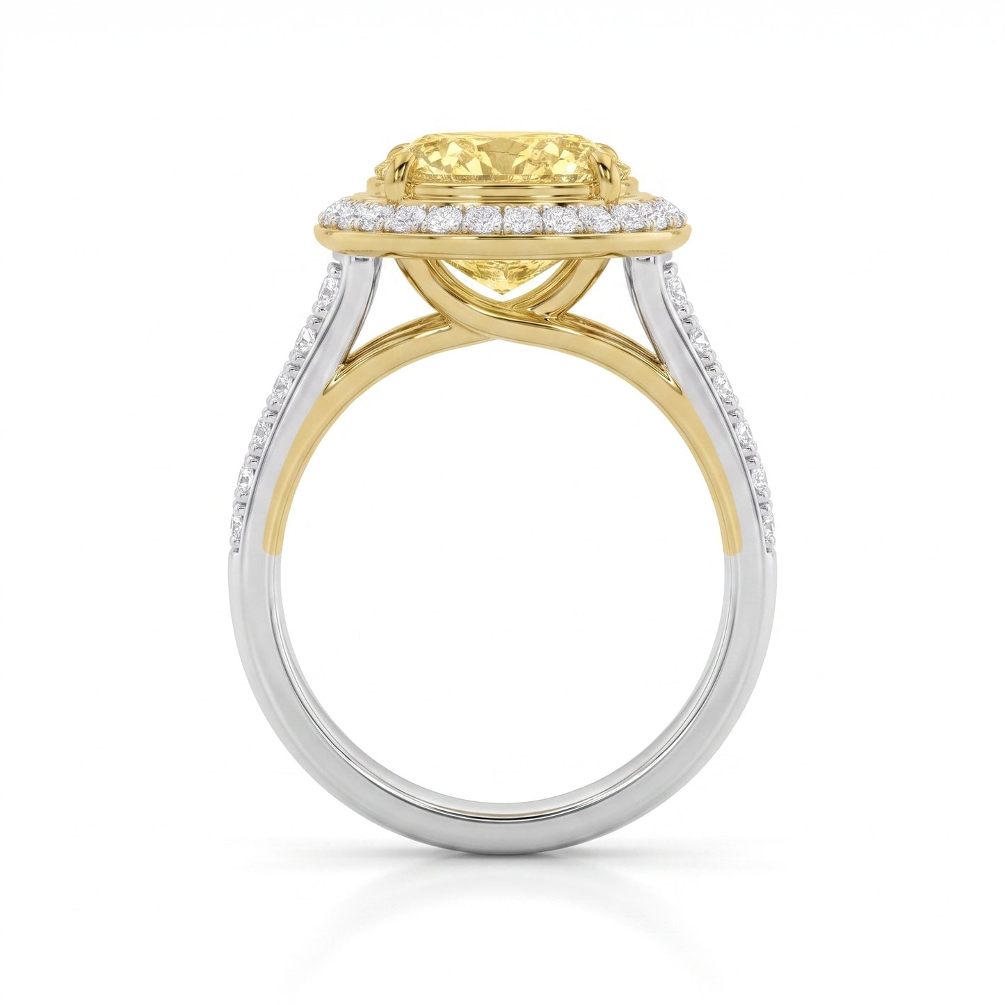 3.5Cttw Oval Shaped Yellow Lab Grown Diamond (F/VS) Bold Accented Statement Halo Engagement Ring 14K Gold