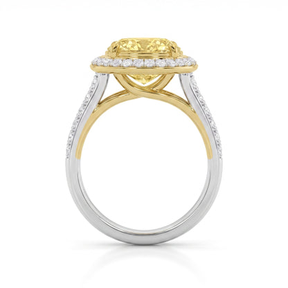 3.5Cttw Oval Shaped Yellow Lab Grown Diamond (F/VS) Bold Accented Statement Halo Engagement Ring 14K Gold
