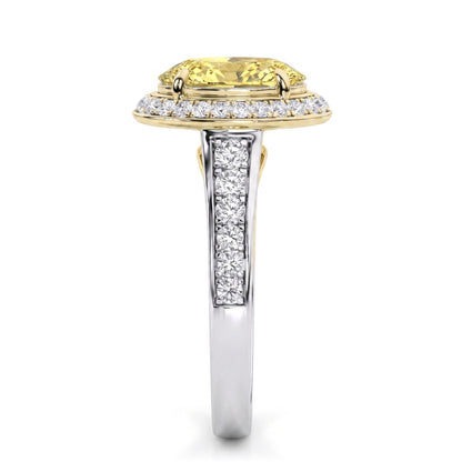 3.5Cttw Oval Shaped Yellow Lab Grown Diamond (F/VS) Bold Accented Statement Engagement Ring in 14K Gold