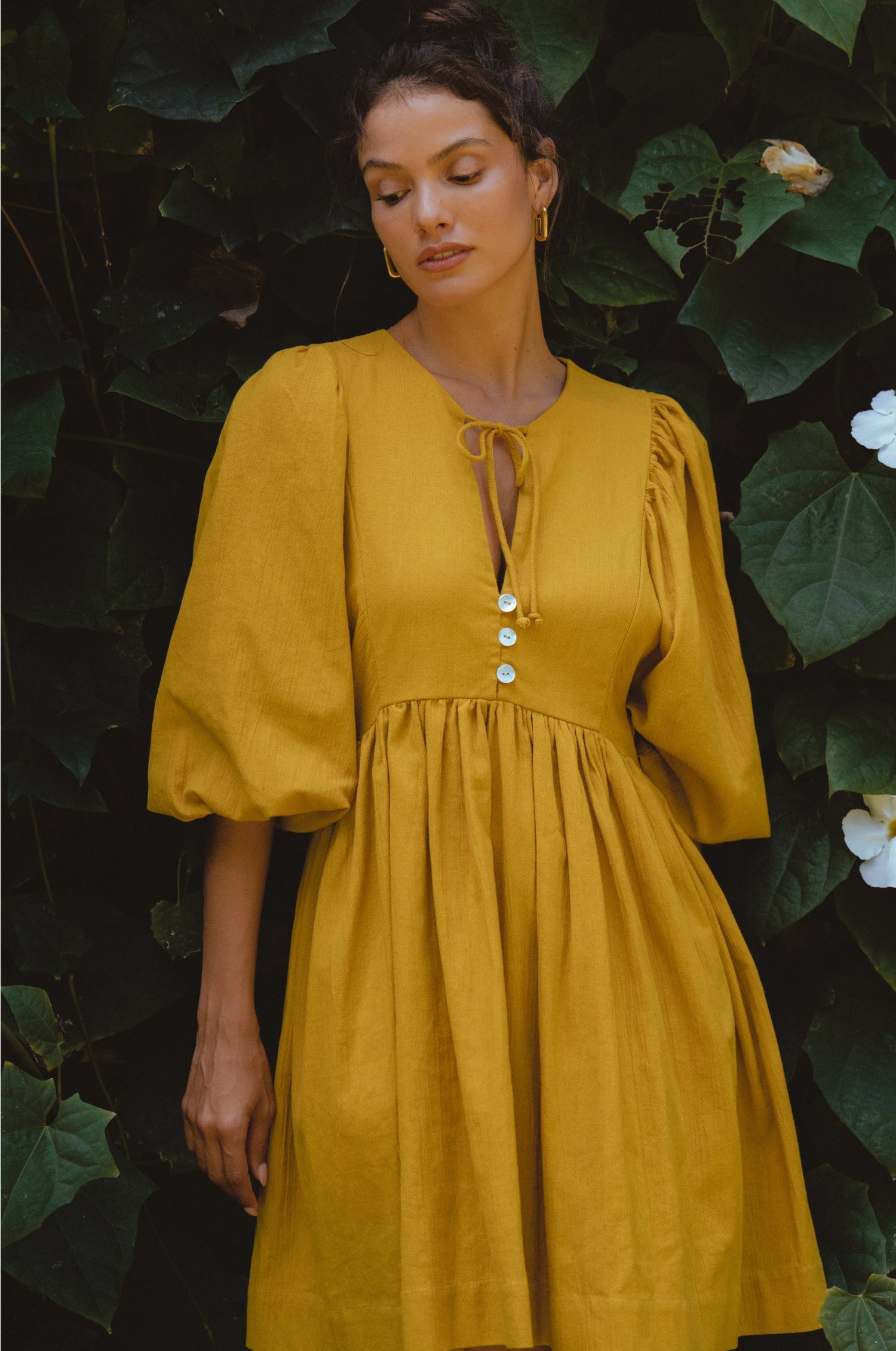 Bali ELF Women's Maribelle Baby Doll Linen Dress Amber / 3XL Bali ELF Women's Maribelle Baby Doll Linen Dress Amber / 3XL