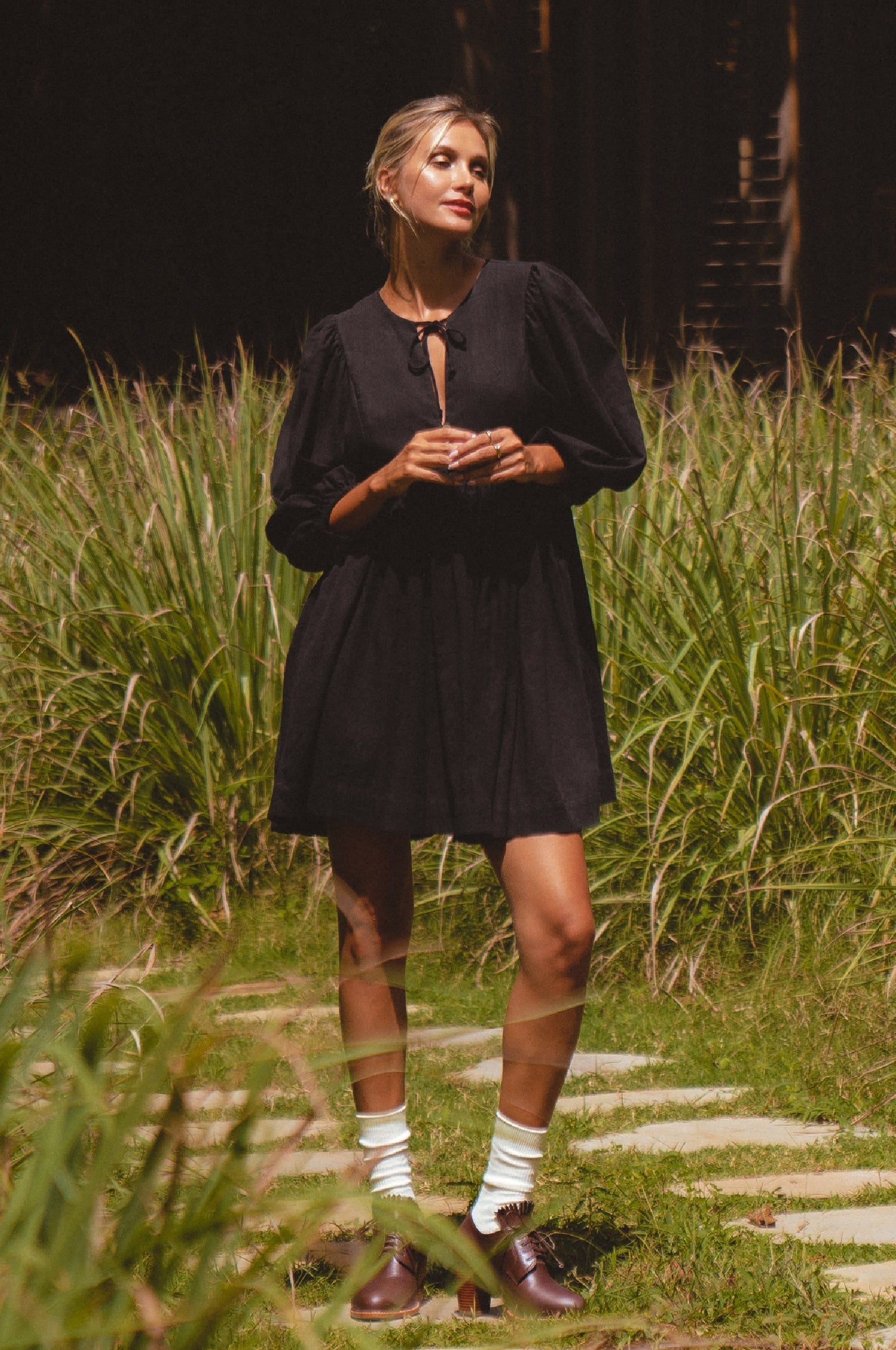 bali linen dress Freya Smocked Linen Midi Dress