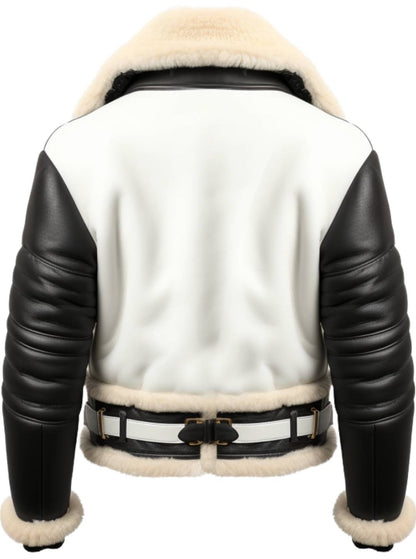 Men’s Aviator B3 Bomber Leather Jacket – Black &amp; White