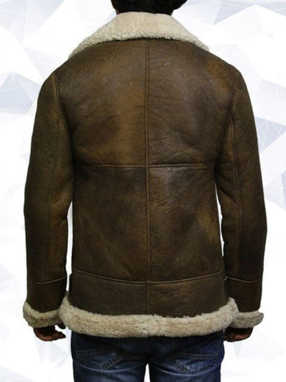Men’s Aviator Real Shearling Sheepskin Leather Bomber Flying Jacket