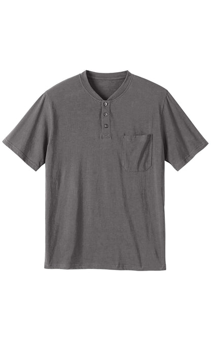 Men's Short Sleeve Henley Relaxed Fit Shirt with Pocket