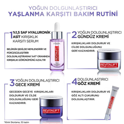 L'Oreal Paris Revitalift Filler Hyaluronic Acid Anti-Aging Day Cream: Intense Hydration, Wrinkle Filler & Skin Plumping for Youthful Radiance