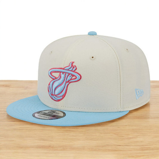 Men's New Era NBA Miami Heat 5950 2 Tone Fitted - Beige/Sky Blue