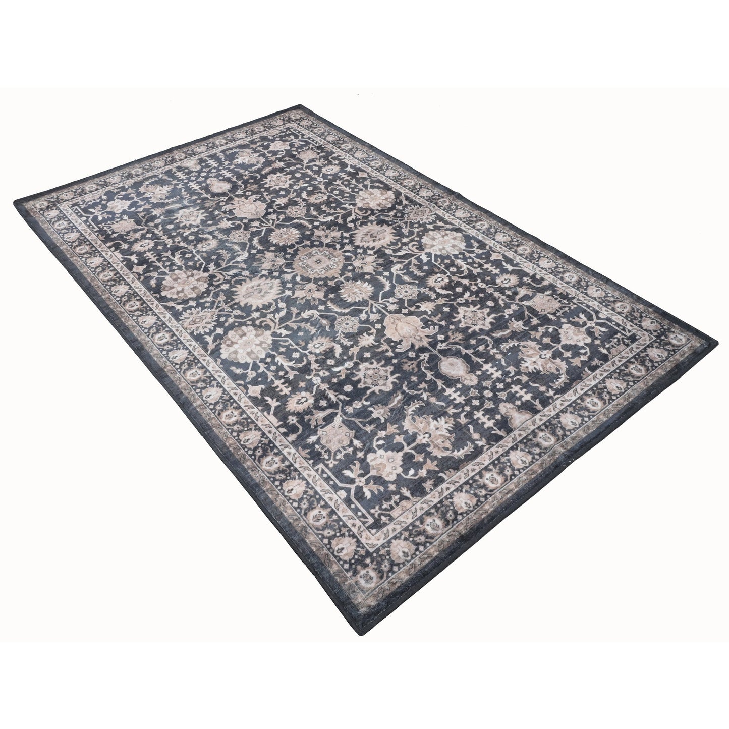Bibb Home Washable Flannel Printed Area Rug With Latex Back 5x7 Ft