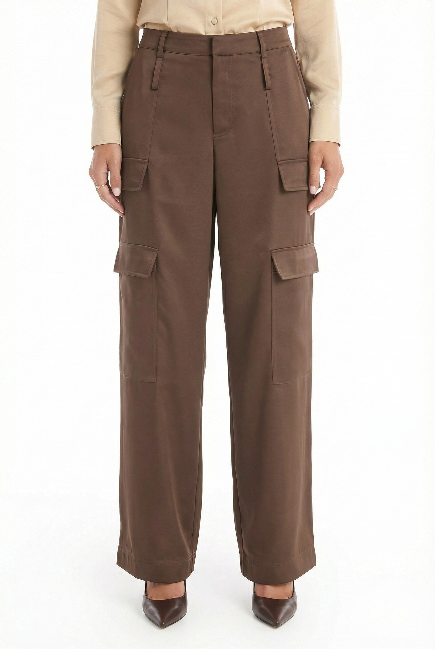 Milan Satin Cargo Pant - Espresso