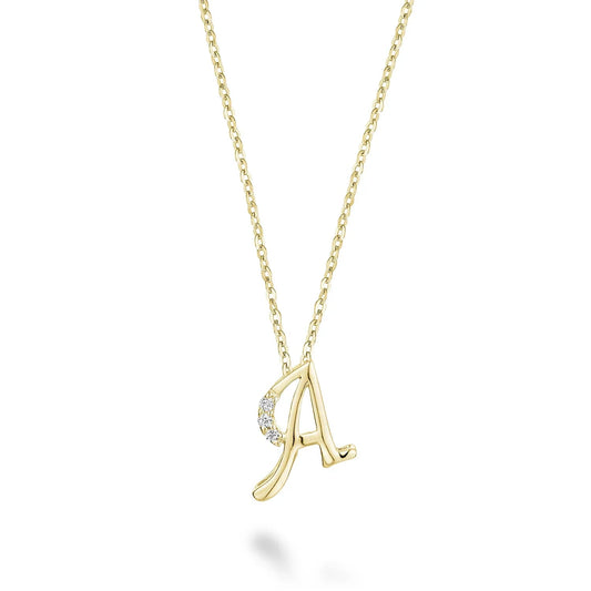 10K Gold Mini Diamond Initials Necklace