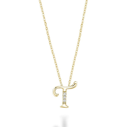 10K Gold Mini Diamond Initials Necklace