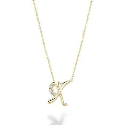 10K Gold Mini Diamond Initials Necklace