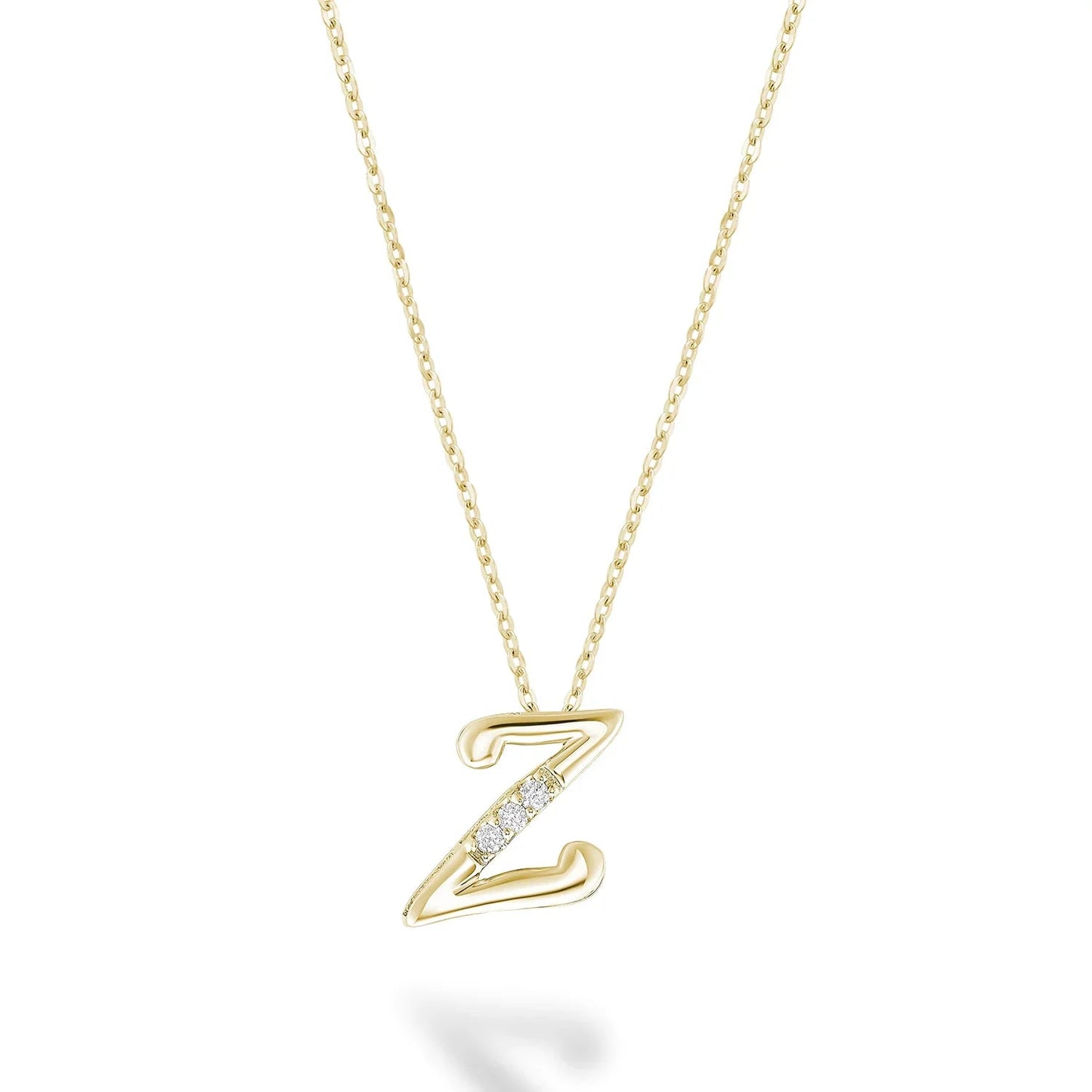 10K Gold Mini Diamond Initials Necklace