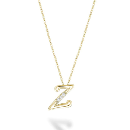 10K Gold Mini Diamond Initials Necklace