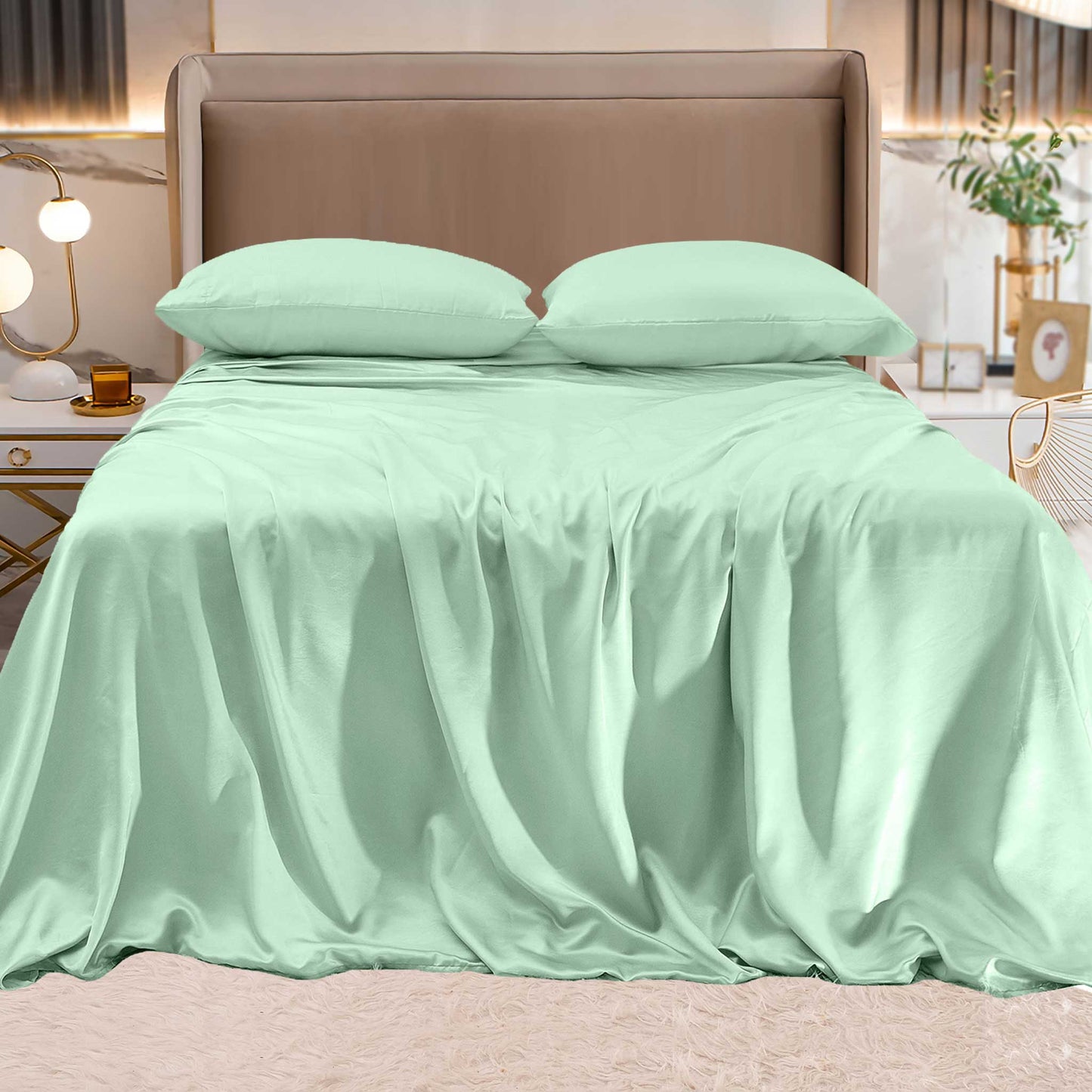 Mocassi Fine 4-Piece Silky Satin Sheet Set, Bright Shades