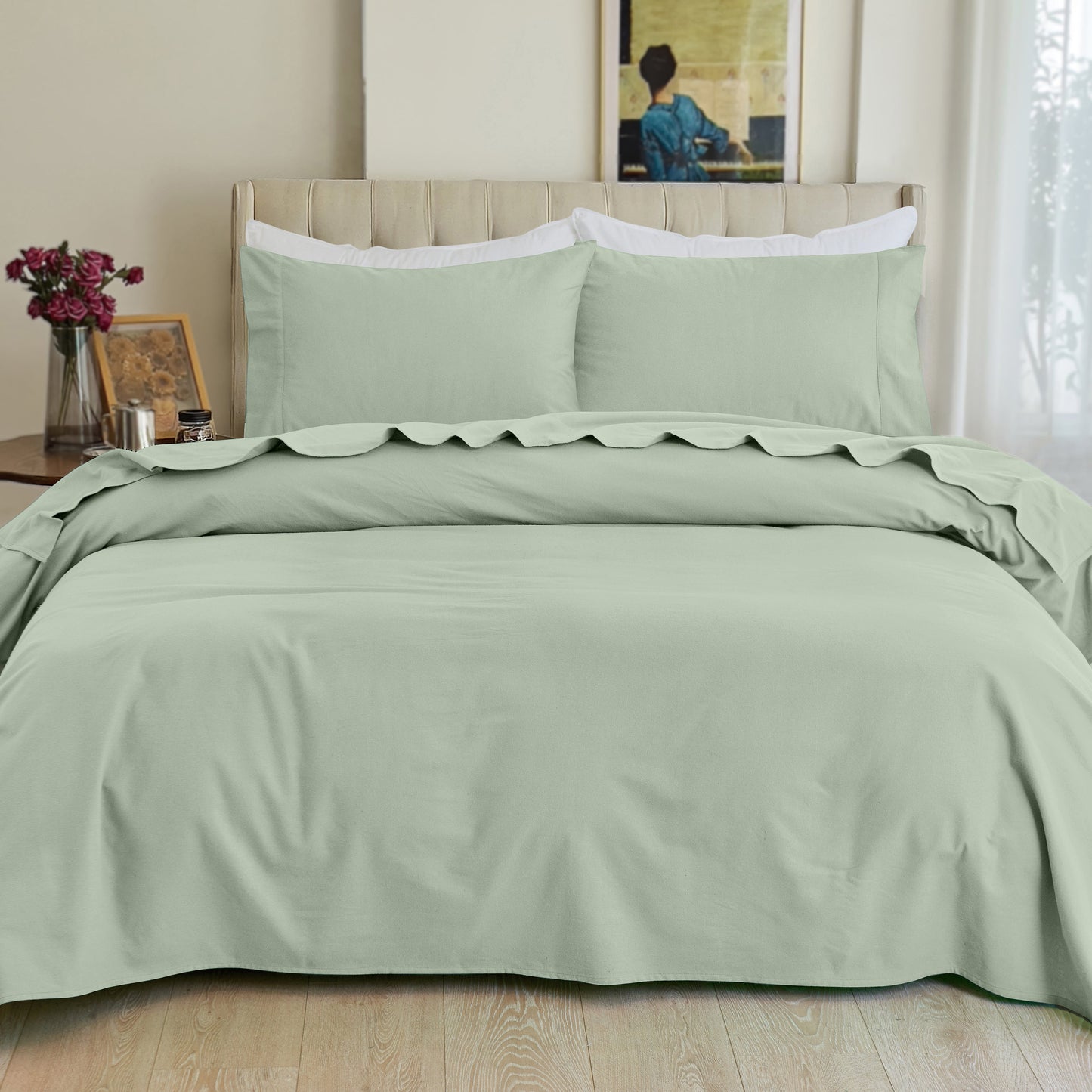 Elegant Comfort 4-Piece Cotton Flannel Sheet Set - 100% Turkish Cotton