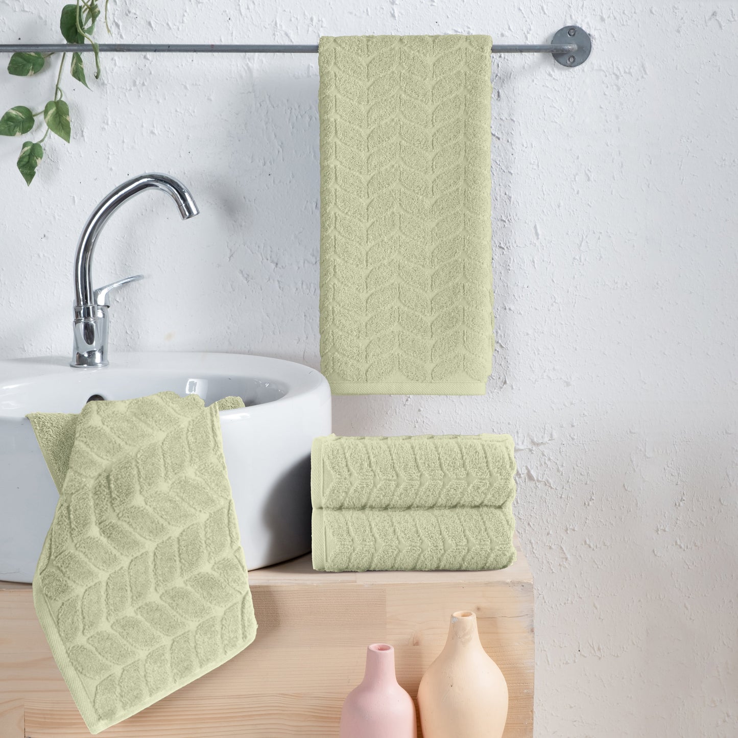 Elegant Comfort 4-Pack Premium Turkish Cotton Braided Hand Towel Set, 16 x 28 inch