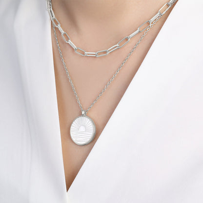 Mint & Lily Mother of Pearl Sunrise Pendant Necklace