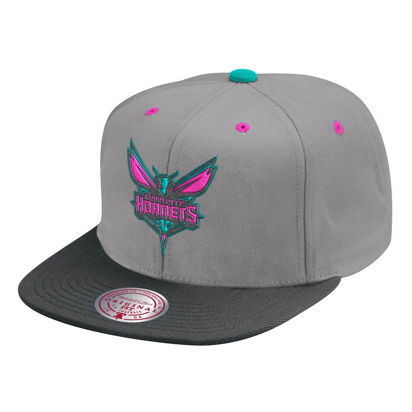 Men's Mitchell & Ness NBA Gray Wolf Mags Snapback Hornets - Light Grey