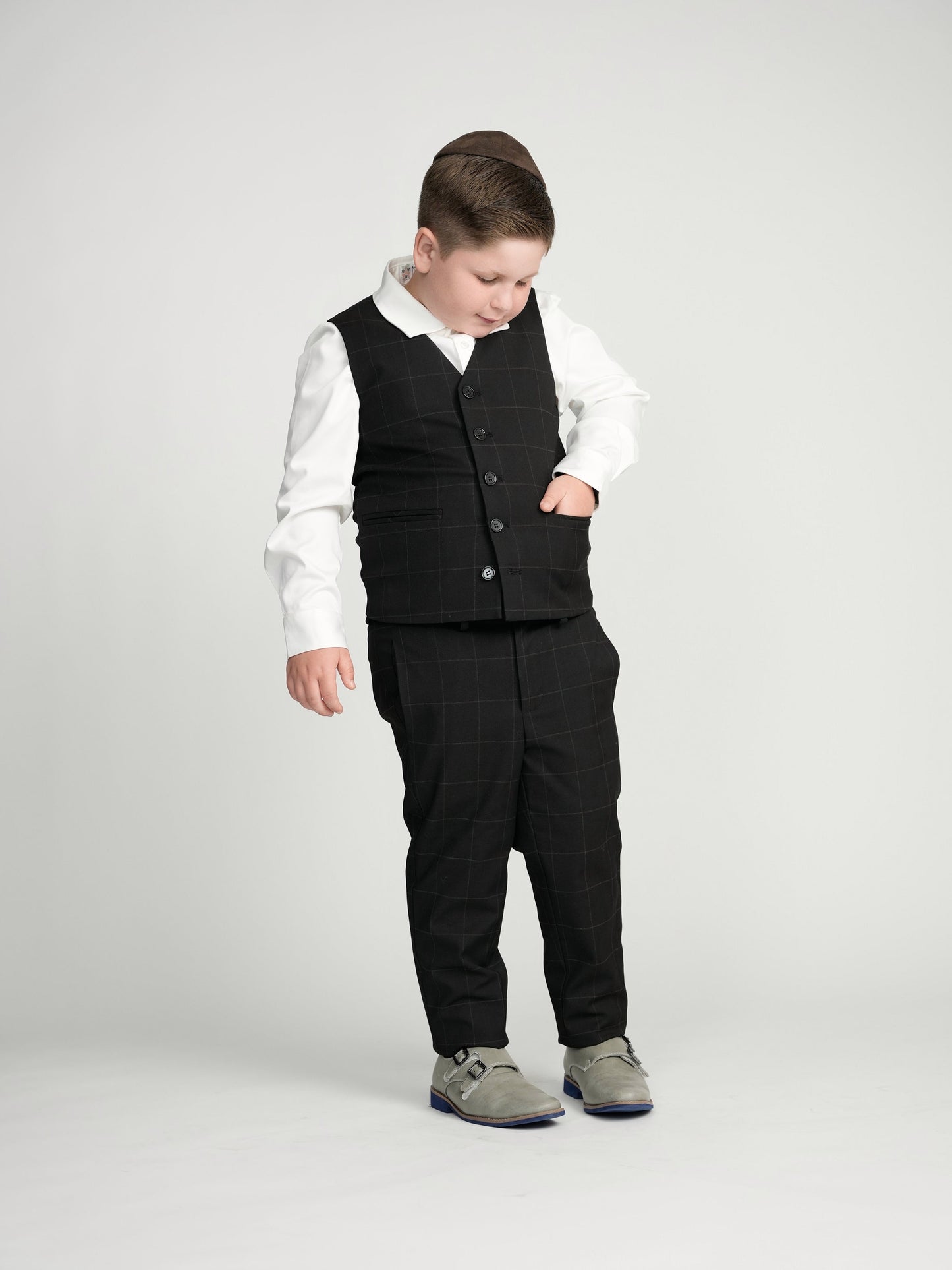 Black Windowpane Dress Vest