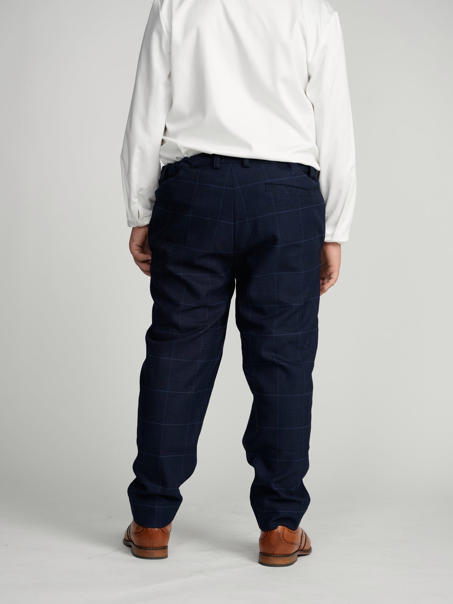 Navy Plaid Windowpane Dress Pants
