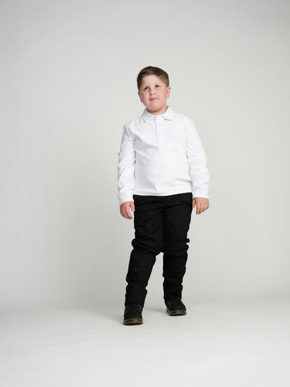 White Cuffed Polo (Long Sleeve)
