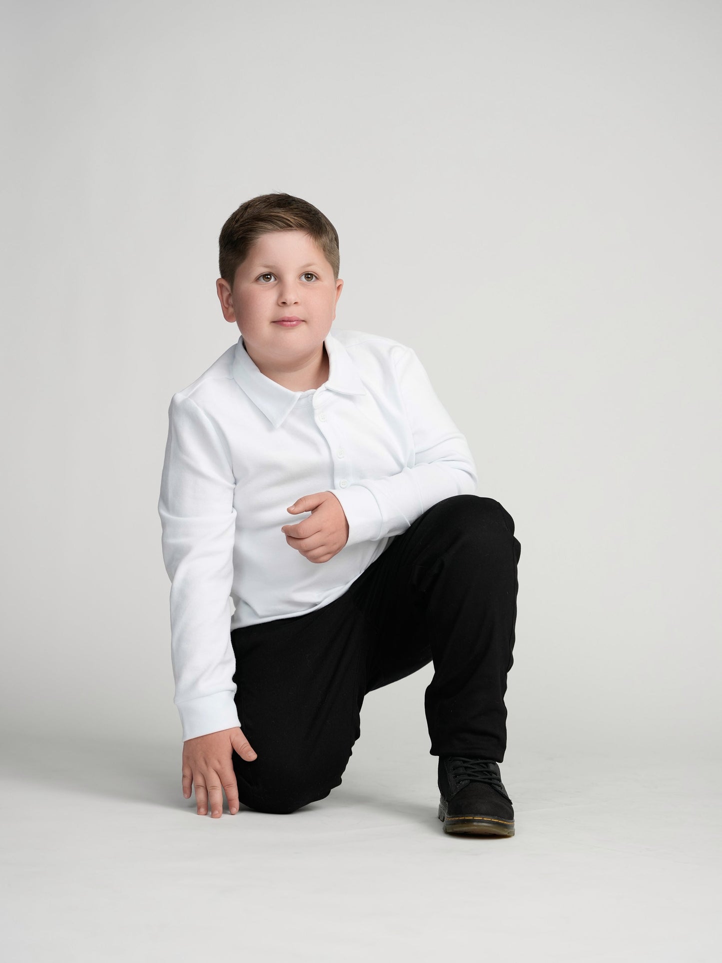 White Cuffed Polo (Long Sleeve)