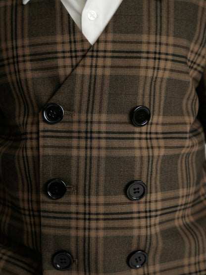 Plaid Double Breasted Dress Blazer