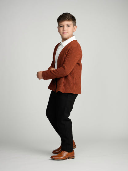 Rust Chunky Knit Cardigan