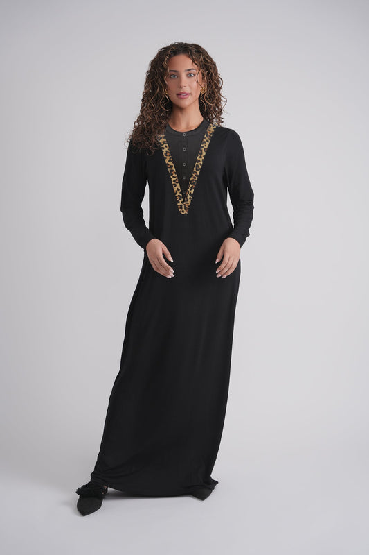 Leopard V Button Nightgown