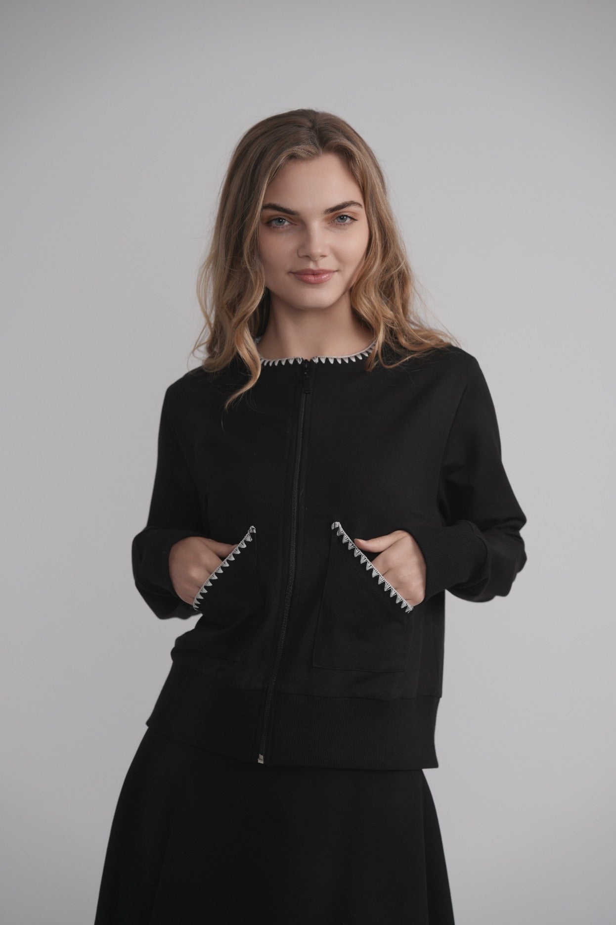 Zip up With Blanket Stitching