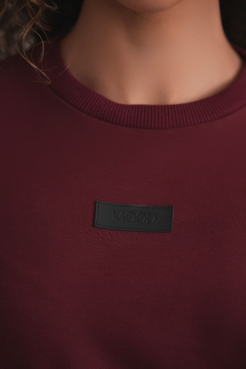 Wine Sweatshirt With Leather Embossed Logo