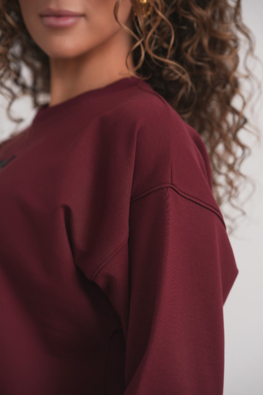 Wine Sweatshirt With Leather Embossed Logo