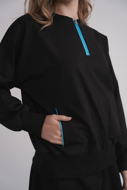 Torquoise Zipper Sweathshirt