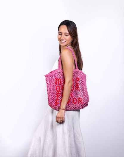 More Amor Por Favor Macrame Jute Tote
