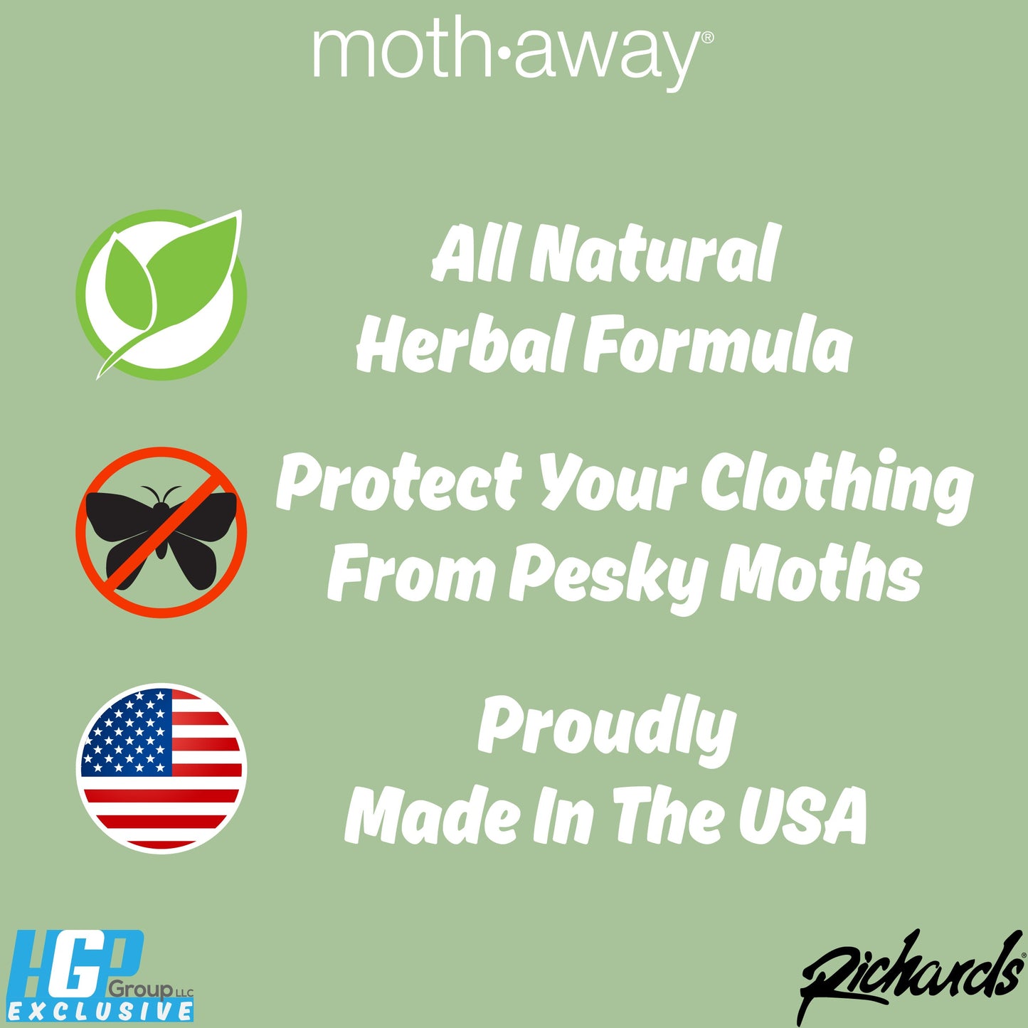Moth Away All Natural Herbal Moth Repellent - Non Toxic - Jumbo Sachets