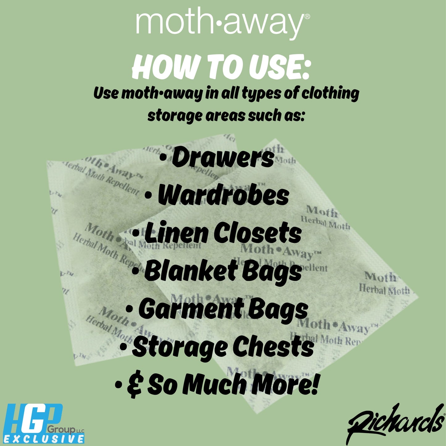 Moth Away All Natural Herbal Moth Repellent - Non Toxic - Standard Sachets