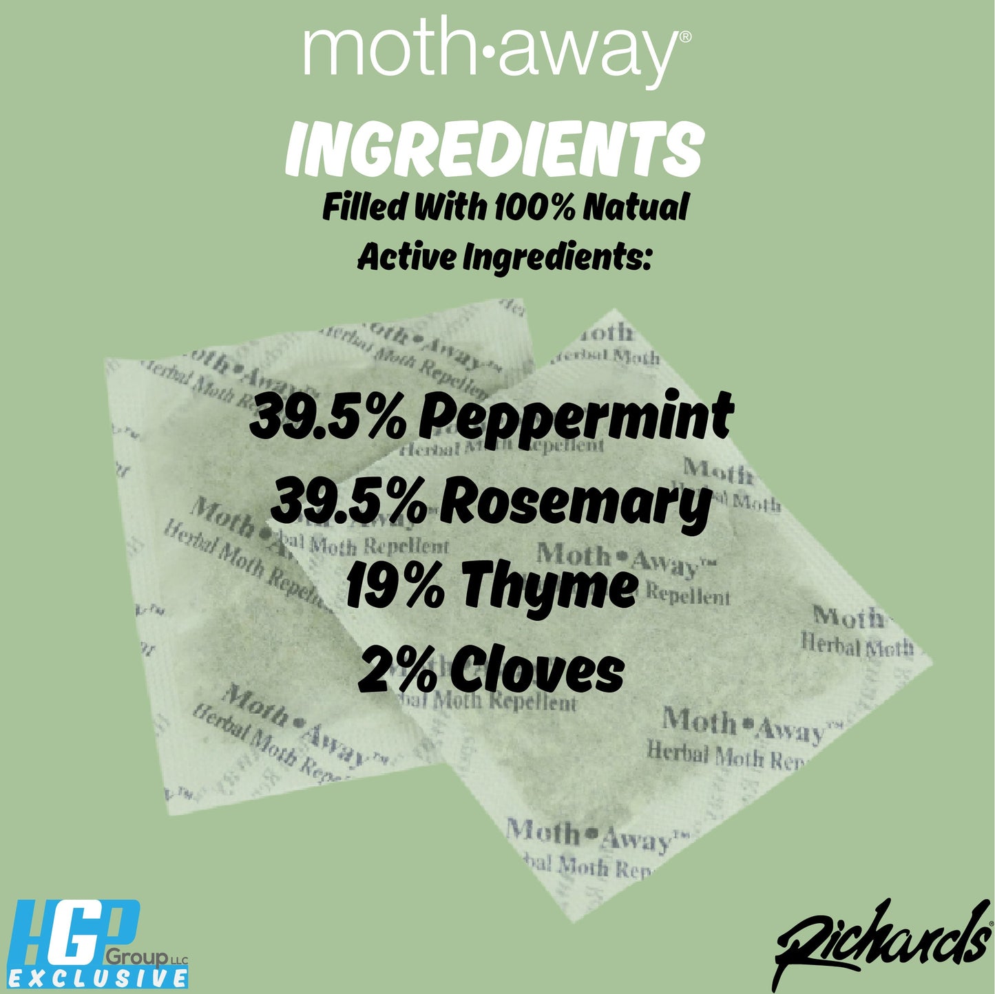 Moth Away All Natural Herbal Moth Repellent - Non Toxic - Standard Sachets