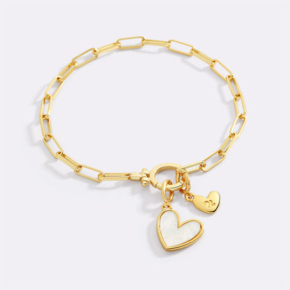 Mint & Lily Mother Of Pearl Initial Heart Charm Bracelet
