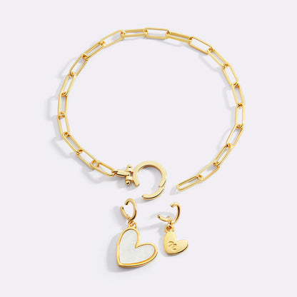 Mint & Lily Mother Of Pearl Initial Heart Charm Bracelet