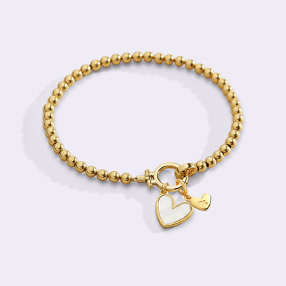 Mint & Lily Mint Beaded Bracelet with Mother Of Pearl Initial Heart Charm
