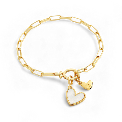 Mint & Lily Mother Of Pearl Initial Heart Charm Bracelet