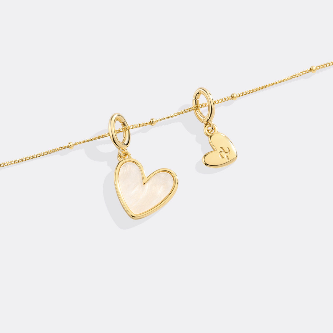 Mint & Lily Mother Of Pearl Heart Initial Necklace