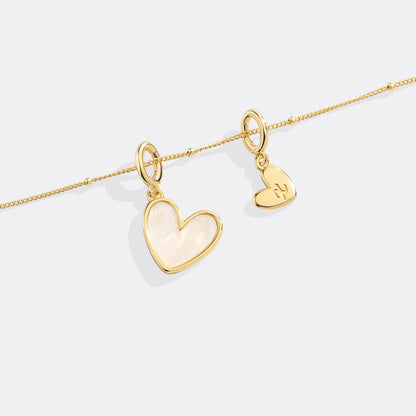 Mint & Lily Mother Of Pearl Heart Initial Necklace