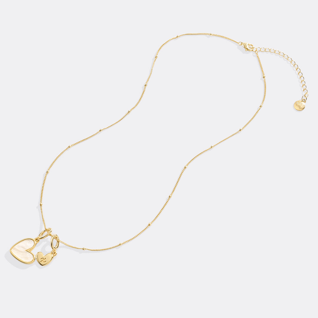 Mint & Lily Mother Of Pearl Heart Initial Necklace